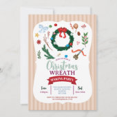 クリスマスリースパーティ招待 フェスティブパーティ 招待状 (正面)