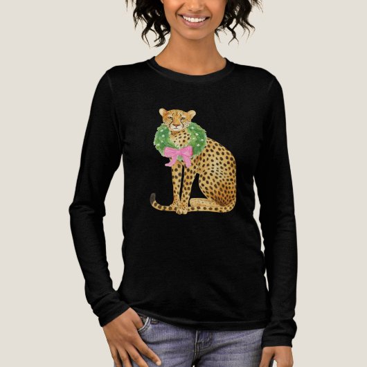 クリスマスリースヒョウ トライブレンドTシャツ (正面)