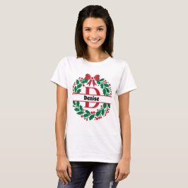 クリスマスリースファミリーの一致する名前の文字D Tシャツ