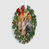 クリスマスリースファミリーの写真 オーナメント (正面)