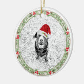 クリスマスリースファミリーペットフォトネームホリデー セラミックオーナメント (左)