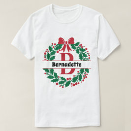 クリスマスリースファミリーマッチング名文字B Tシャツ