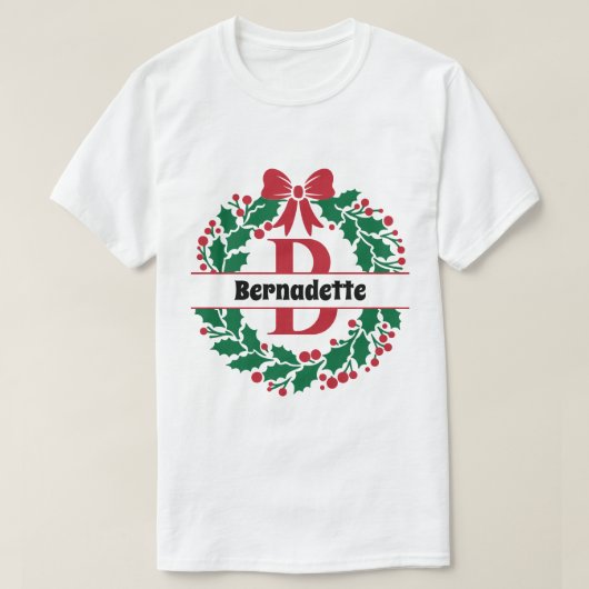 クリスマスリースファミリーマッチング名文字B Tシャツ (デザイン正面)