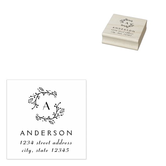 クリスマスリースファミリーモノグラムアドレス ラバースタンプ (押印)