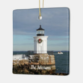 クリスマスリースファミリーライトハウス セラミックオーナメント (左)