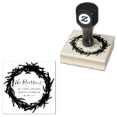 クリスマスリースファミリ名タイポグラフィスクリプト ラバースタンプ (押印)