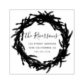 クリスマスリースファミリ名タイポグラフィスクリプト ラバースタンプ (インプリント)