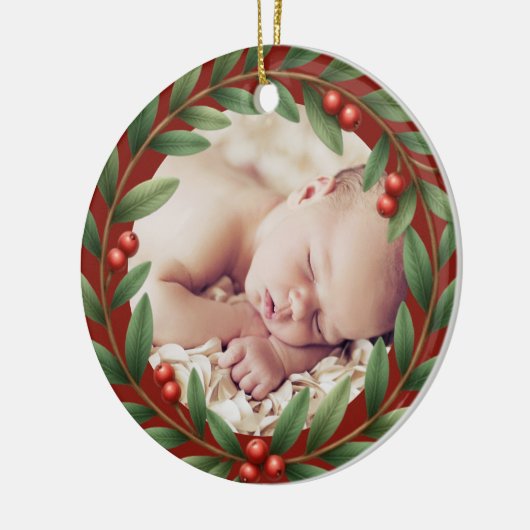 クリスマスリースフォトオーナメント セラミックオーナメント (左)