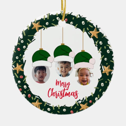 クリスマスリースフォトオーナメント セラミックオーナメント (正面)