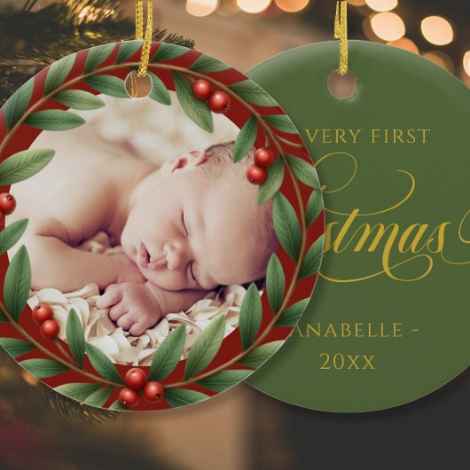 クリスマスリースフォトオーナメント セラミックオーナメント