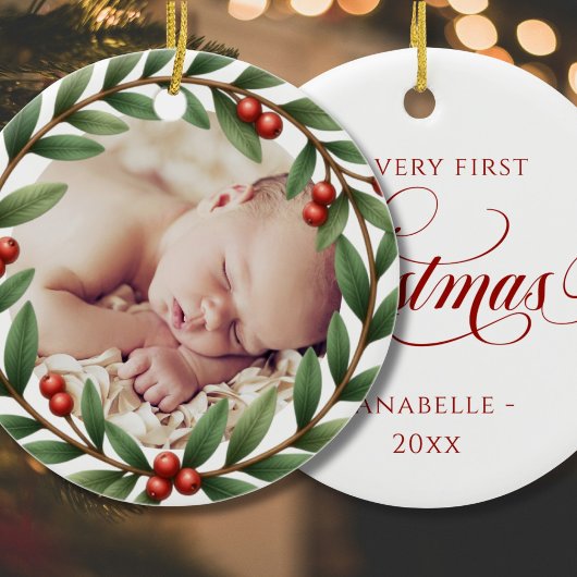 クリスマスリースフォトオーナメント セラミックオーナメント