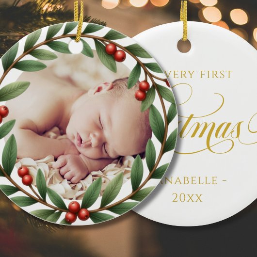 クリスマスリースフォトオーナメント セラミックオーナメント