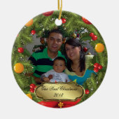 クリスマスリースフォトクリスマスツリーオーナメント セラミックオーナメント (正面)