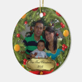 クリスマスリースフォトクリスマスツリーオーナメント セラミックオーナメント (左)