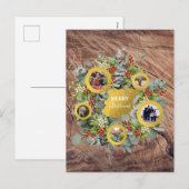 クリスマスリースフォトコラージホリデー シーズンポストカード (正面/裏面)