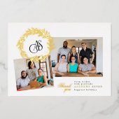 クリスマスリースフォトコラージロゴビジネス 箔シーズンカード (正面)