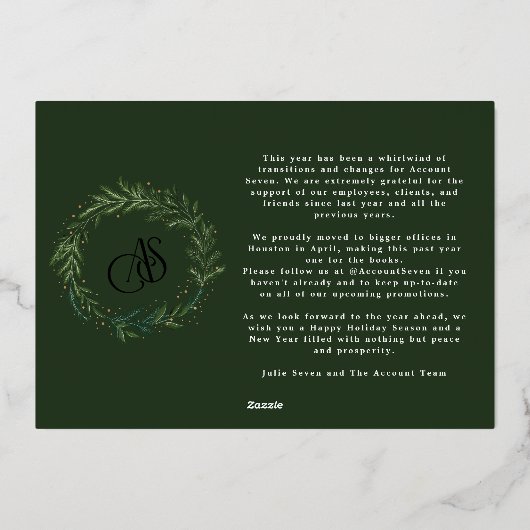 クリスマスリースフォトコラージロゴビジネス 箔シーズンカード (裏面)