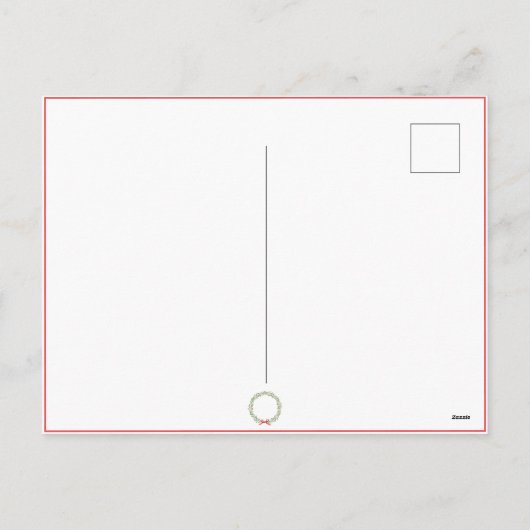 クリスマスリースフォトパーソナライズされたホリデー シーズンポストカード (裏面)