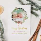 クリスマスリースフォトフレームフォイルホリデーカード 箔シーズンカード