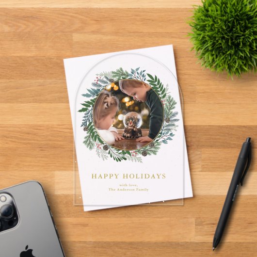 クリスマスリースフォトホリデー アクリル招待状 (インサイチュ (招待状))