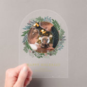 クリスマスリースフォトホリデー アクリル招待状 (インサイチュ (ポータブル))