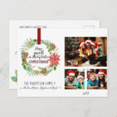 クリスマスリースフローラホリーパインコーン写真 シーズンポストカード (正面/裏面)