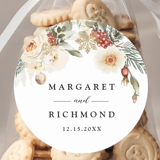 クリスマスリースフローラ冬季結婚式 ラウンドシール