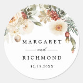 クリスマスリースフローラ冬季結婚式 ラウンドシール (正面)