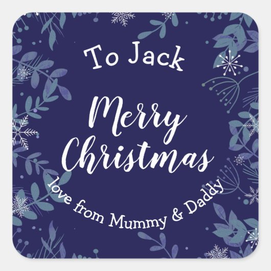 クリスマスリースプレゼントの包装 スクエアシール (正面)