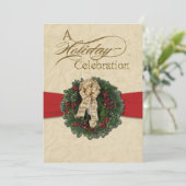 クリスマスリースホリデーお祝い招待状 招待状 (スタンド正面)