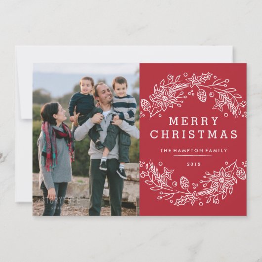 クリスマスリースホリデーカード – ベリー シーズンカード (正面)