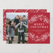 クリスマスリースホリデーカード – ベリー シーズンカード (正面/裏面)