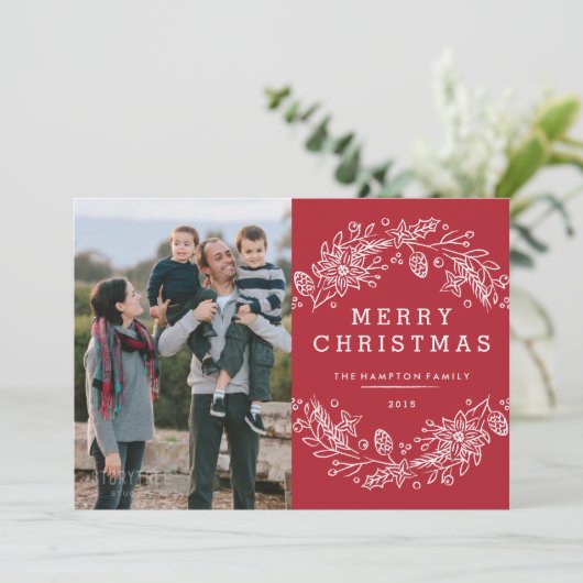 クリスマスリースホリデーカード – ベリー シーズンカード (スタンド正面)
