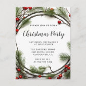 クリスマスリースホリデーパーティー招待状 ポストカード (正面)