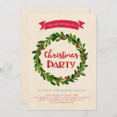 クリスマスリースホリデーパーティー招待状 招待状 (正面/裏面)