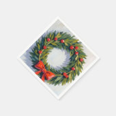 クリスマスリースホリデーパ絵を描ーティ スタンダードカクテルナプキン (角)