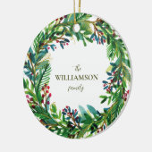 クリスマスリースホリデーファミリーネームホリ セラミックオーナメント (左)