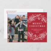 クリスマスリースホリデーポストカード – ベリー シーズンポストカード (正面/裏面)