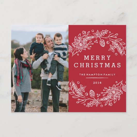 クリスマスリースホリデーポストカード – ベリー シーズンポストカード (正面)