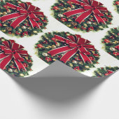 クリスマスリースホリデーラッピング紙 ラッピングペーパー (角)