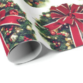 クリスマスリースホリデーラッピング紙 ラッピングペーパー (ロールコーナー)