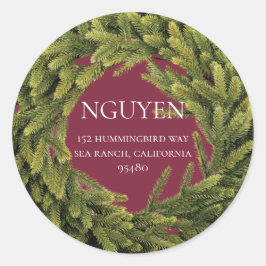 クリスマスリースホリデー差出人住所 ラウンドシール