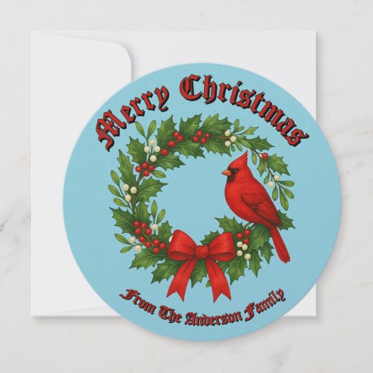 クリスマスリースホリーミストレトーバードボウ シーズンカード (正面)