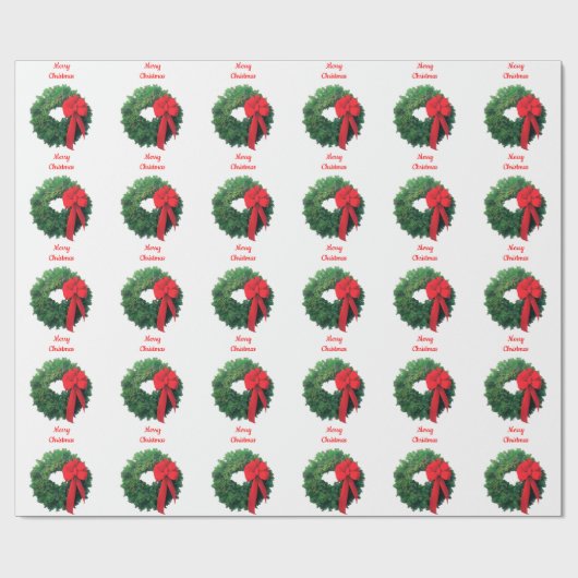 クリスマスリースホワイトラッピング紙 ラッピングペーパー (フラット)