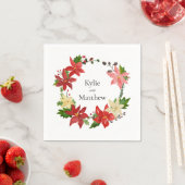 クリスマスリースポインセチアフェスティバル結婚ズ スタンダードカクテルナプキン (インサイチュ)