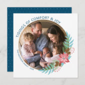 クリスマスリースポインセチア |写真クリスマス シーズンカード (正面/裏面)