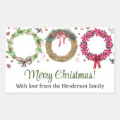 クリスマスリースメイキングホリデーパーティー 長方形シール (正面)