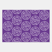 クリスマスリースメリークリスマスの名前パープル ラッピングペーパーシート (正面2)