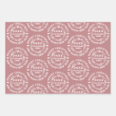 クリスマスリースメリークリスマス名ほこりっぽいバラ ラッピングペーパーシート (正面3)