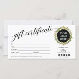 クリスマスリースモダンギフトカード証明書のロゴ